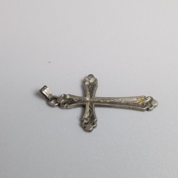 Vintage Sterling Silver Cross Pendant, Signed, Religious, Estate, Charm - Picture 6 of 10